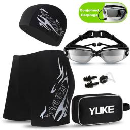 Conjunto de natação para homens, troncos, óculos, boné, bolsa de transporte, roupa de banho, shorts, maiô, boxers de praia, maiô plus size - Image 3