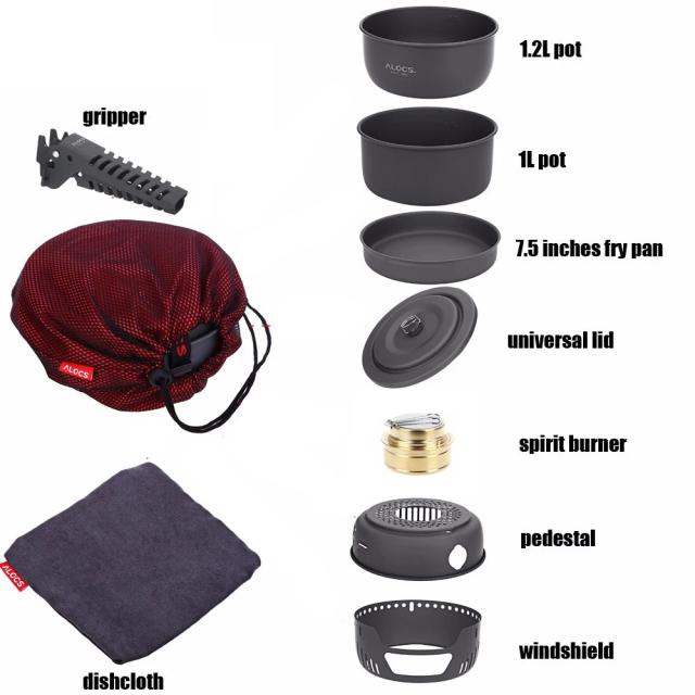 Conjunto de Utensílios de Cozinha Portáteis para 2 a 4 Pessoas - Ideal para Acampamentos, Caminhadas e Piqueniques com Pinça Inclusa