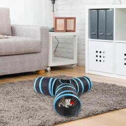Gato dobrável túnel tubo com bola, brinquedo interativo do jogo, Pet aventura, interior - Image 3