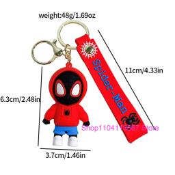 Novo estilo q aranha herói chaveiro dos desenhos animados super heróis deadpool bonito boneca chaveiro ornamento pingente crianças brinquedos presentes - Image 2