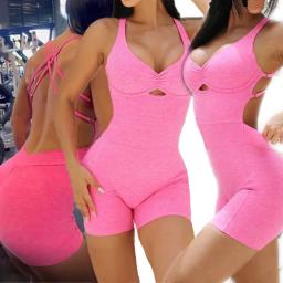 Conjunto de Yoga com Almofada de Nylon para Mulher, Macacão One Piece, Exercício de Ginásio, Sutiã Esportivo, Calções Fitness, Sportwear, Fato Ativo, Novo - Image 4