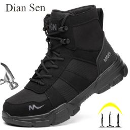 Botas de trabalho sapatos de segurança indestrutíveis homens sapatos de dedo do pé de aço à prova de punctura tênis feminino antiderrapante sapatos de trabalho masculino botas táticas - Image 2