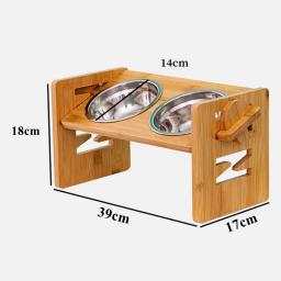 Tigelas elevadas de bambu com suporte, ajustável, levantada, cachorro, gato, comida, tigelas de água, suporte, coelho, alimentador, pequeno, animal médio - Image 3