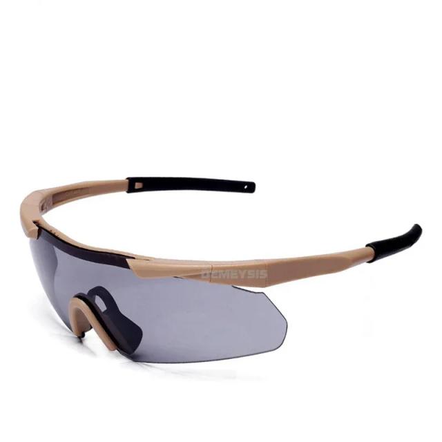 Óculos Táticos Masculinos à Prova de Bala com 3 Lentes para Tiro e Caminhadas