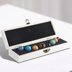Sete Planetas Conjunto De Caixa De Madeira, Bolas De Cristal Natural Criativas, Sistema Solar, Pedra Original Redonda, Caixa De Presente Modelo De Galáxia, Souptoys - Image 4