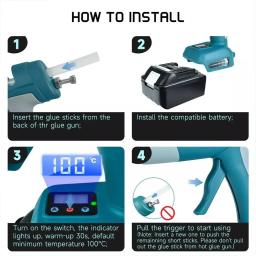 Pistola de cola quente para artes e ofícios, ferramenta de reparo de calor elétrico Makita Dewalt Bosch, Milwaukee Ryobi, bateria de lítio 18V, DIY, nova - Image 2