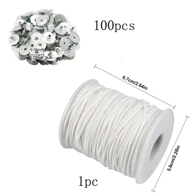 Fio de Cera para Velas de Algodão Branco, 61m, Materiais para Fabricação Artesanal de Velas DIY