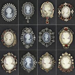 Broches de strass cristal vitoriano para mulheres, broche de cabeça beleza da rainha, alfinete vintage, acessório de vestuário, presente menina - Image 1