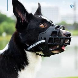 Focinho de cachorro ajustável anti-mordida capa de boca de cachorro com tira reflexiva pode beber água plástico respirável - Image 5
