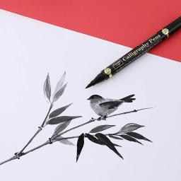 1 pçs cabeça dupla caligrafia chinesa caneta japão material escova para assinatura palavras chinesas aprendizagem artigos de papelaria material escolar suprimentos - Image 3