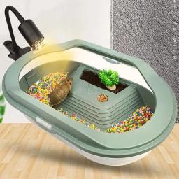 Casa destacável para répteis, recipiente para tanque tartaruga, fácil trocar, habitat plástico água com áreas para - Image 1