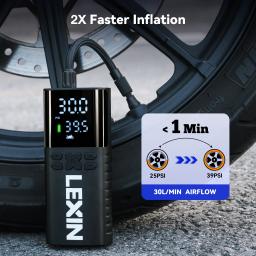 Lexin P4 Bomba de ar inteligente 4000mAh para motocicletas Inflador de pneus Barco de bicicleta com LED Digital e inflação de pressão predefinida - Image 4