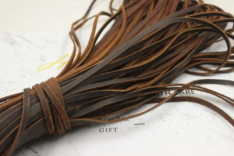 Fio de Couro Genuíno para DIY, Cor Natural, Crazy Horse, Cordão de Couro, Espessura de 2mm, 3mm, 4mm, 5mm, Preto, Marrom, Material de Jóias - Image 1