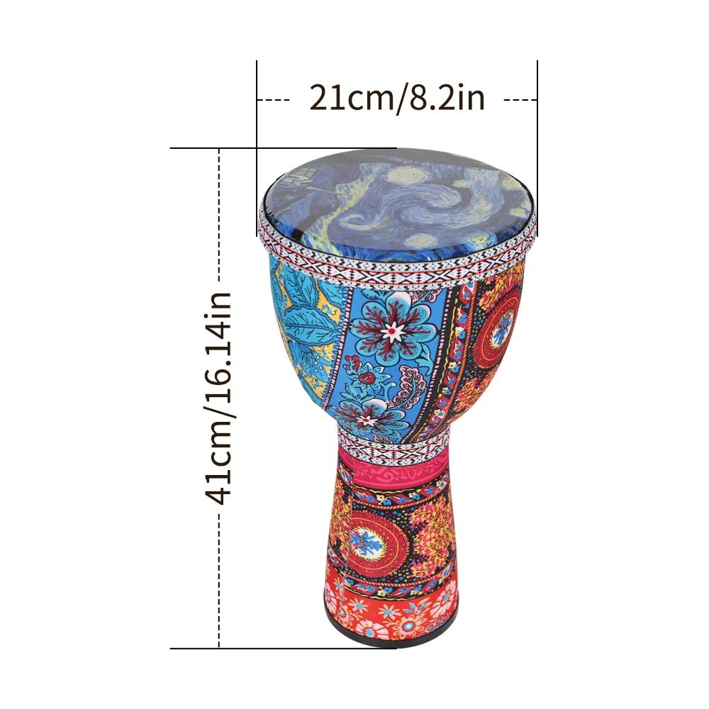Tambor De Mão Africano Para Crianças, Tambor Djembe Portátil, Instrumento De Percussão, Padrões De Arte Coloridos, Tamborim Claro, 8 in - Image 1