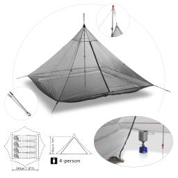 Barraca de acampamento ultraleve, 2-4 pessoas, ao ar livre, 40d, nylon, revestido de silicone, pirâmide sem haste, grande, respirável, 3-4 estações, barraca interna - Image 5
