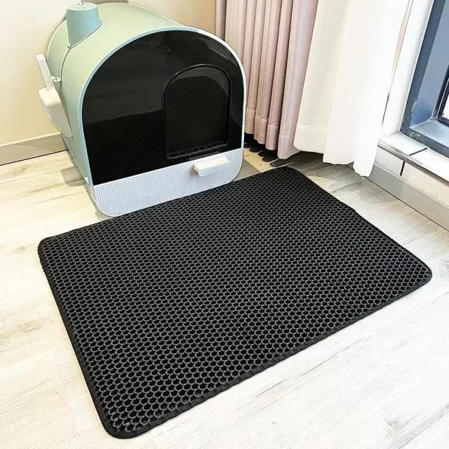 Tapete Impermeável Dupla Camada para Areia de Gato - Antiderrapante, Lavável e Prático para Manter a Limpeza do seu Pet