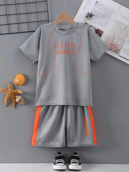 Conjunto de roupas para bebê menino e menina, camiseta respirável com carta impressa, top e shorts, fatos de treino para crianças, 2 partes - Image 6