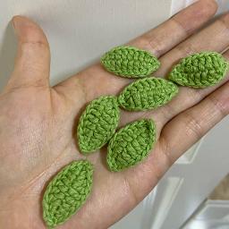 Patches de linha de algodão artesanal folha verde, DIY Woven Leaf Decorações, ornamento, 3 cores, 15pcs por lote - Image 2