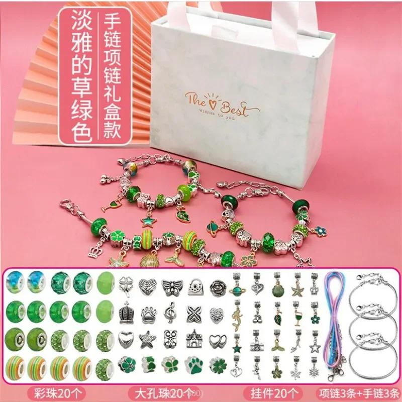 Kit de fazer jóias charme pulseira colar presente liga contas conjunto diy brinquedos para crianças pulseiras presentes aniversário para meninas 2023 - Image 1