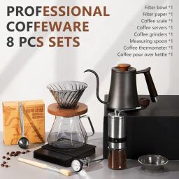 Conjunto de café acessórios moedor manual moinho pote vidro com filtro gooseneck gooseneck chaleira especializada baristaset - Image 1