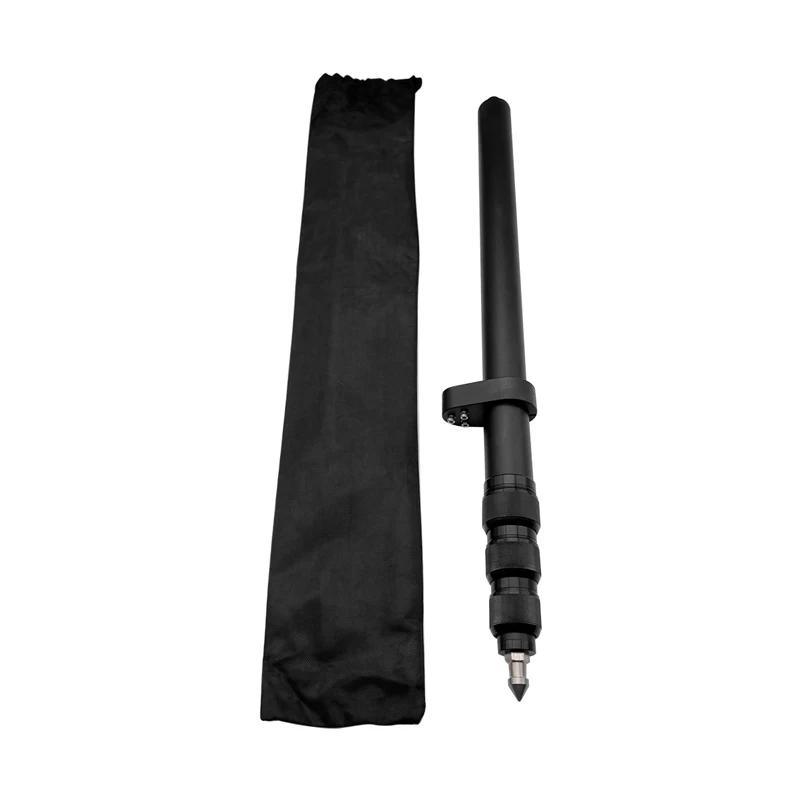 Fibra de carbono portátil 4 seções Pólo telescópico, Haste de mapeamento, Liga de alumínio preta, Prisma GPS, Novo comprimento 52-150cm - Image 1