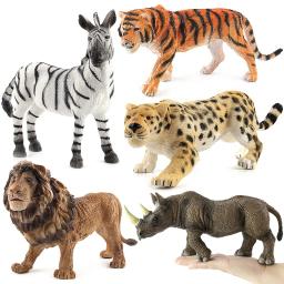 Simulação realista Animais selvagens, modelo Big Hollow, leopardo, tigre, leão, elefante, coleção de zebra brinquedos infantis, presentes de aniversário - Image 1