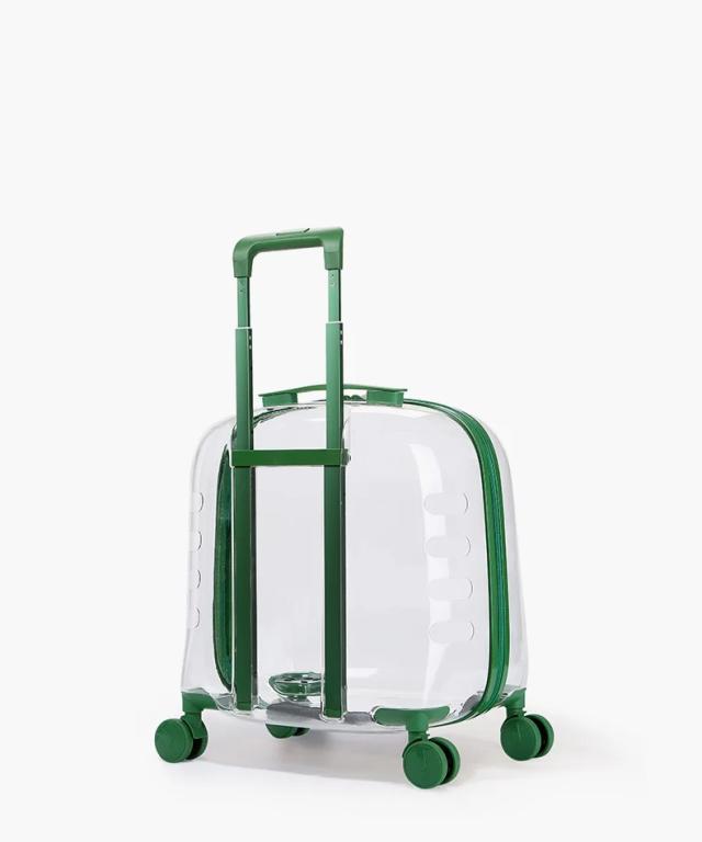 Caixa Transparente Portátil para Transporte de Animais de Estimação com Rodas Silenciosas para Gatos e Cães