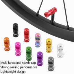 Tampa da válvula de bicicleta com função de remoção do núcleo da válvula, 2 peças, portátil, liga de alumínio, tampa da haste da válvula do pneu sem câmara de ar, acessórios mtb - Image 4