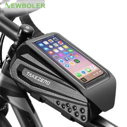 Newboler saco de bicicleta tela sensível ao toque à prova dwaterproof água ciclismo topo tubo dianteiro quadro mtb road bike saco 7.2 caso do telefone acessórios da bicicleta - Image 1