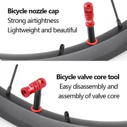 Tampa da válvula de bicicleta com função de remoção do núcleo da válvula, 2 peças, portátil, liga de alumínio, tampa da haste da válvula do pneu sem câmara de ar, acessórios mtb - Image 2