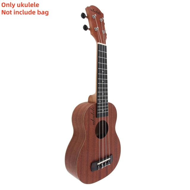 Ukulele Soprano de Madeira com 15 Trastes e 4 Cordas - Instrumento Musical Havaiano de 21 Polegadas