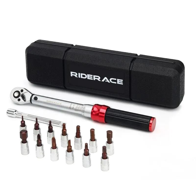 RIDERACE-Bicicleta Torque Wrench Set, Bicicleta Allen Key Tool, Pro Socket Spanner, Motocicleta Repair Kit, Dual Direction, 1/4 ", 2-24Nm, 15Pcs - Image 1