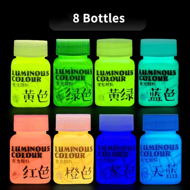 Tinta Acrílica Fluorescente Luminosa Brilhante no Escuro - 58ml, Pintura Manual para Tecido e Projetos DIY