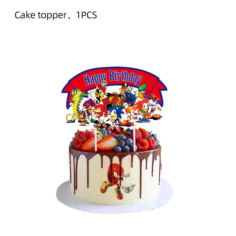 Descartável Cartoon Sonic Party Supplies, Placa, Copo, Guardanapo, Toalha De Mesa, Bolo Topper, Saco De Presentes, Kids Birthday Party Decorações Set - Image 1