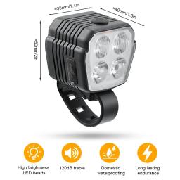 X-TIGER 2 em 1 chifre farol luz de segurança da bicicleta noite 300 lumens luzes da bicicleta com 120db sino campainha elétrica ciclismo luz - Image 5
