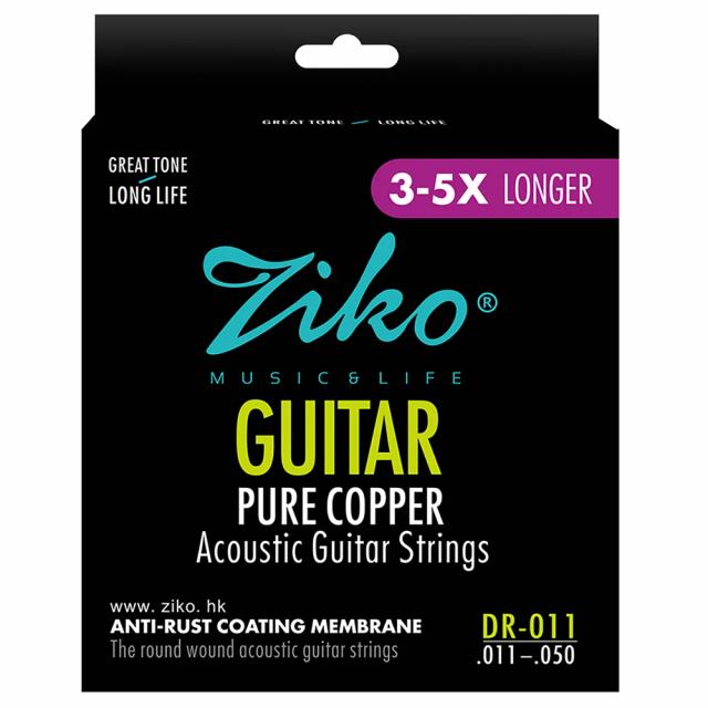 Cordas de Guitarra Acústica Ziko DR-011 com Revestimento Anti-ferrugem em Fio Puro de Cobre para Máxima Qualidade de Som