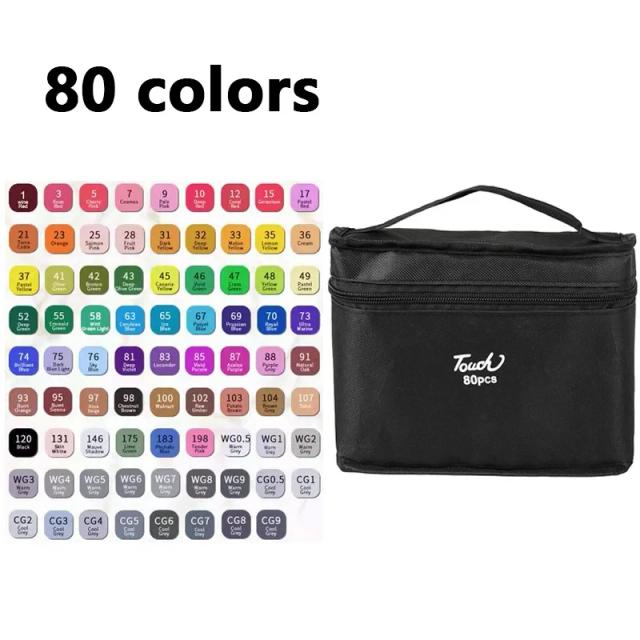 24-80 cores dupla cabeça conjunto de caneta marcador de arte oleosa para desenhar esboçar marcadores à base de ponta oleosa graffiti mangá material de arte escolar