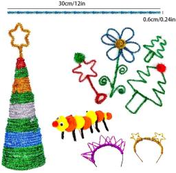Glitter cores sortidas hastes de chenille 1cm pompons limpadores de cachimbo para materiais de arte diy artesanato para crianças classe - Image 5