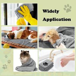 Toalha de banho bordada para animais de microfibra, super macia, absorvente, secagem rápida, grossa, cobertor para cães, roupão de banho para gatos - Image 5