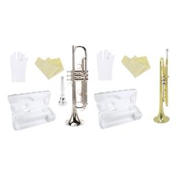 Trompete Padrão com Pano de Limpeza e Luvas, Instrumento Estudantil de Bronze, Adequado para Banda Escolar, Orquestra, Iniciantes - Image 3