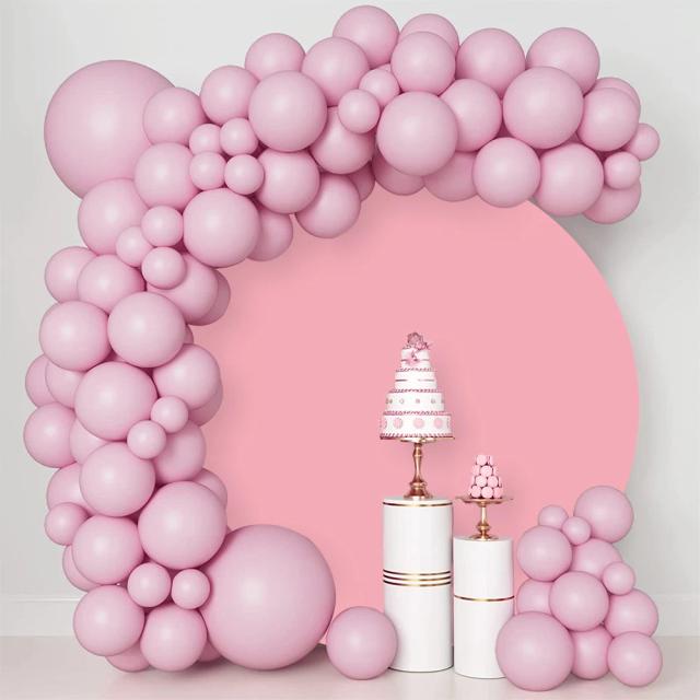 Fundo Fotográfico Monocromático Redondo Rosa e Branco para Estúdio - Adereços Elásticos para Festas e Fotos de Crianças