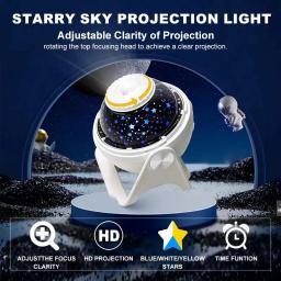 Luz de Projeção do Céu Estrelado com 7 Efeitos de Luz, Espaço Plug USB, Atmosfera Galáctica, Luz Noturna Criativa - Image 1