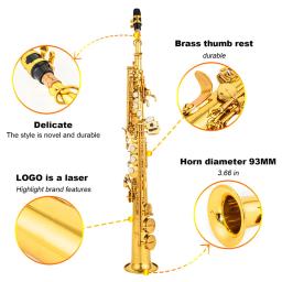 Latão Hetero Saxofone Soprano Bb BFlat Woodwind Instrumento Natural Shell Key Carve Padrão com Maleta Sax Acessórios - Image 5