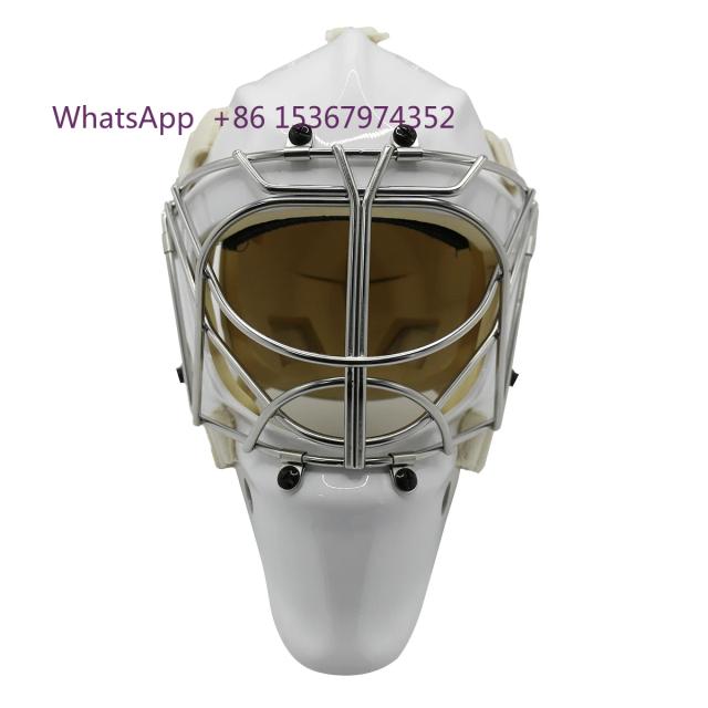 Capacete de goleiro de hóquei no gelo de policarbonato Capacete de goleiro de hóquei com gaiola de olho de gato resistente ao impacto