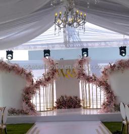 S-Shape Branco Casamento Arco, Contas De Cristal, Cortina De Suspensão LED Light, Casamento Arco Frame, Metal com Flores - Image 3