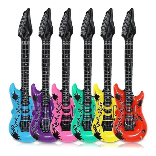 Balões de Guitarra Insufláveis: Adereços Musicais para Festas e Decorações de Aniversário - Pacote com 6 Peças