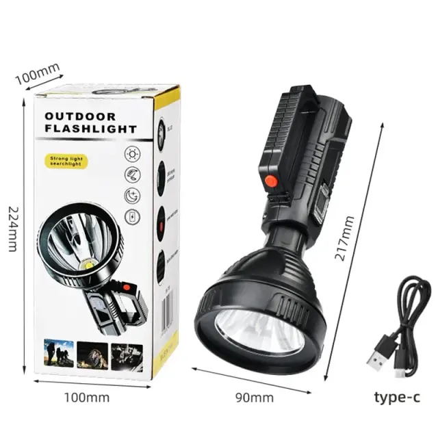 Lanterna LED Recarregável USB Portátil e Potente para Pesca e Acampamento, Impermeável e de Alta Potência