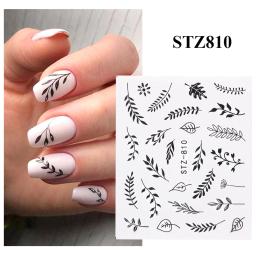 Adesivos para unhas com folhas e flores, decoração de unhas, decalques flutuantes florais, misturados, para manicure, arte das unhas, 1 peça - Image 1