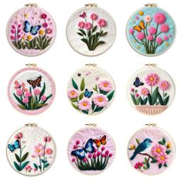 Kits de iniciação de feltro de agulha de flores, pintura de feltro para adultos fácil de usar com aro bordado, almofada de espuma, artesanato - Image 1