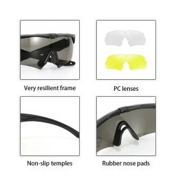 Óculos táticos polarizados para escalada e tiro, Windproof, Dustproof, seguro, óculos de proteção, esporte ao ar livre, CS, Airsoft, 3 Lens - Image 5